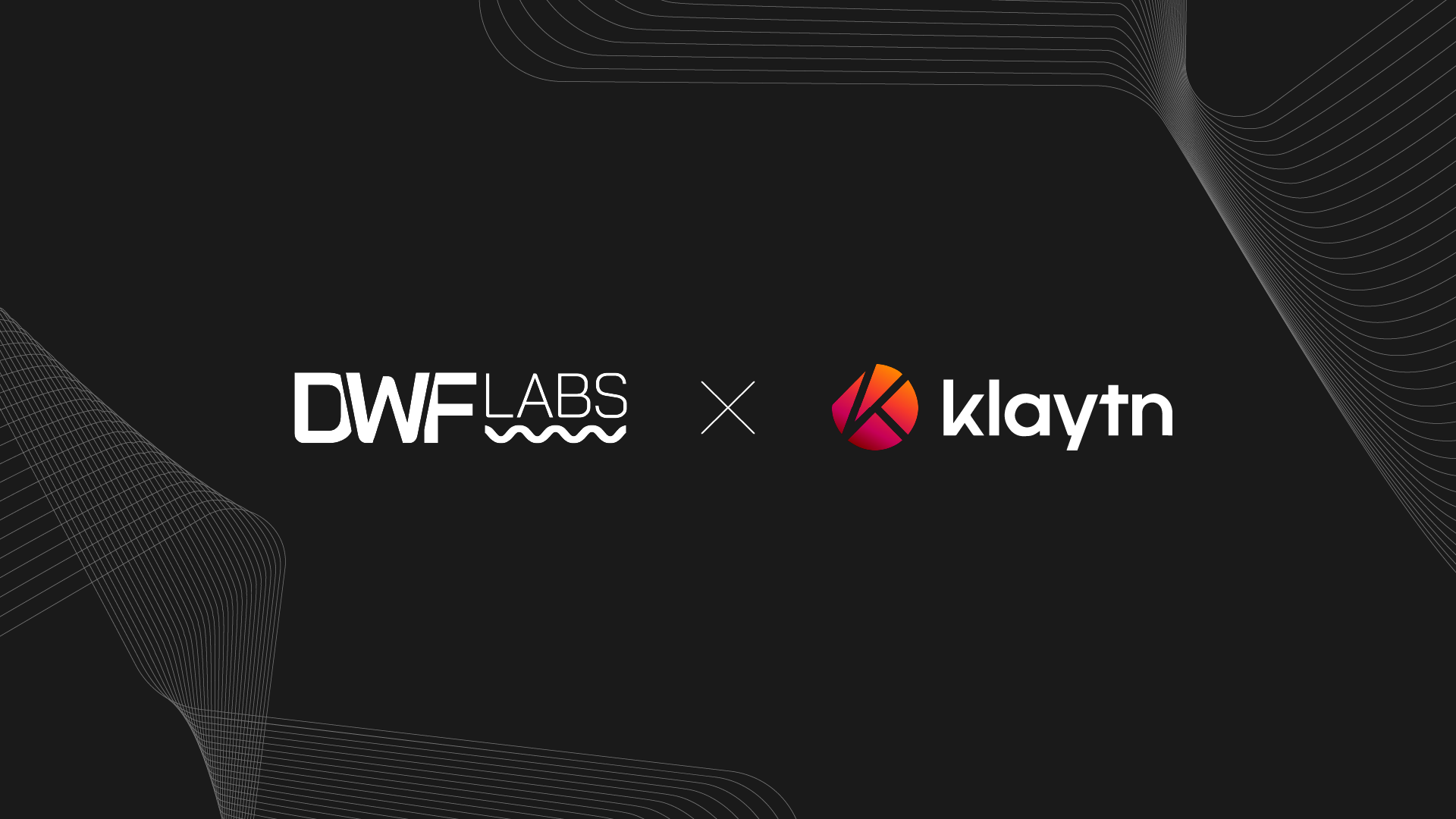 DWF Labs joins the Klaytn Governance Council horizontal banner with DWF Labs horizontal logo light theme and Klaytn logo light theme dimensions 1920x1080