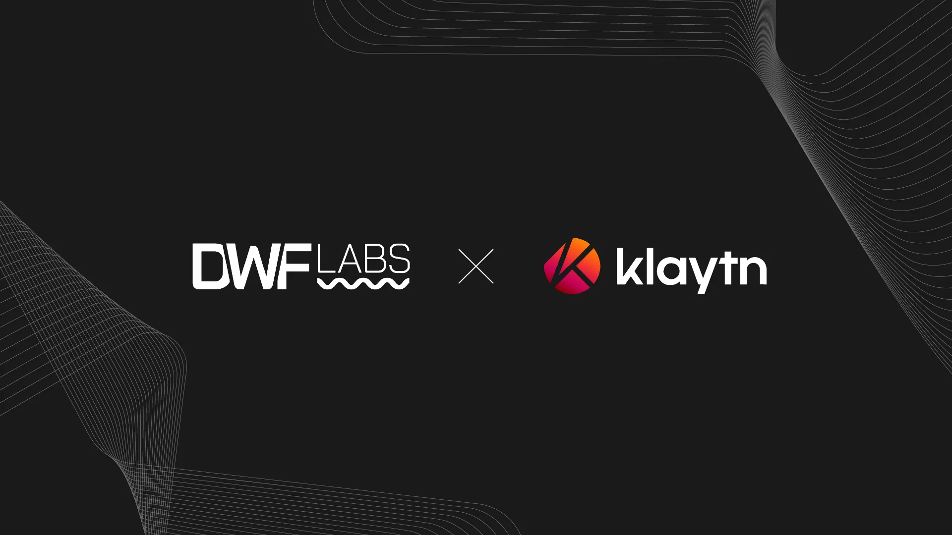 DWF Labs joins the Klaytn Governance Council horizontal banner with DWF Labs horizontal logo light theme and Klaytn logo light theme dimensions 1920x1080