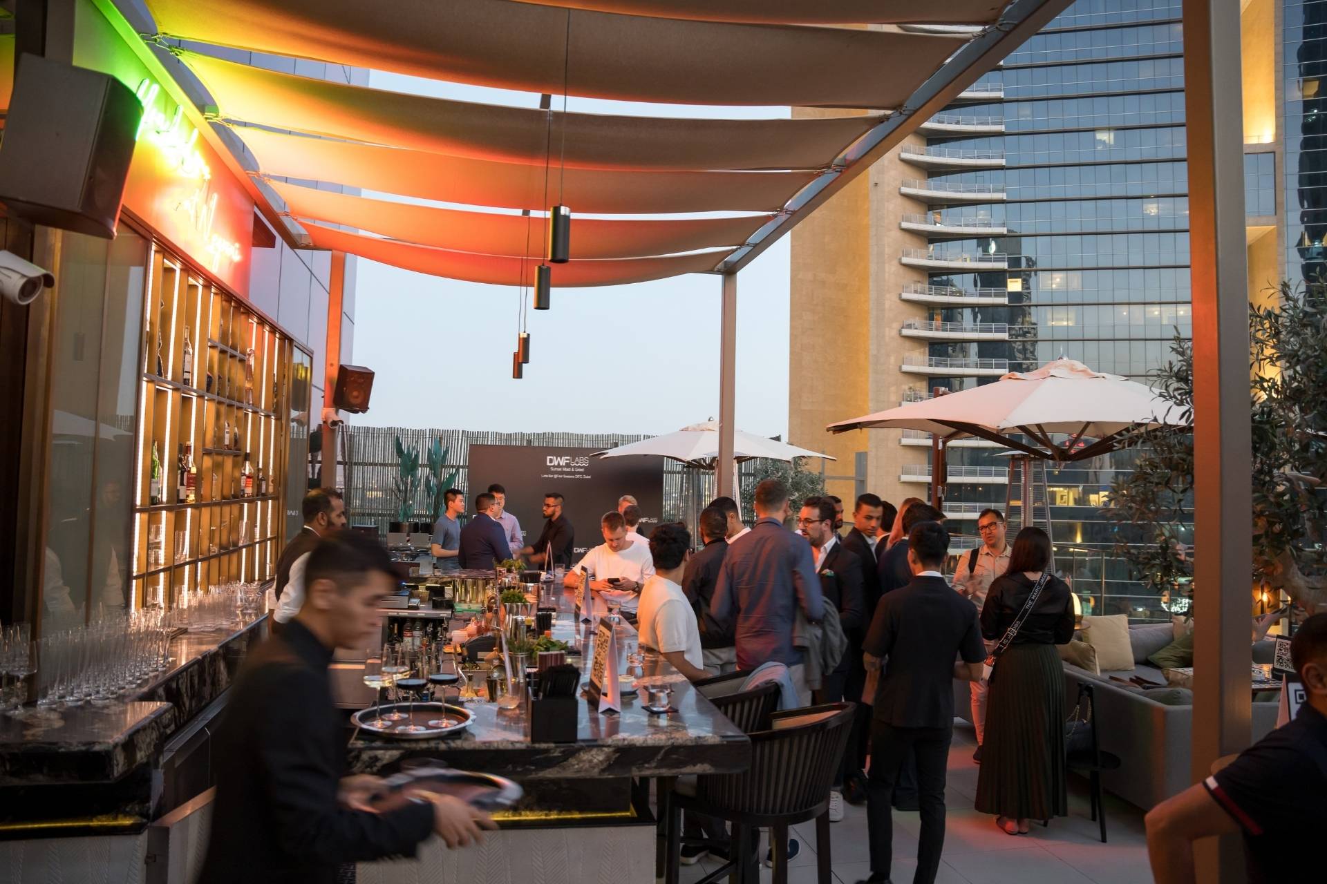 DWF Labs, dubai, token2049, rooftop bar, networking, sunset grill