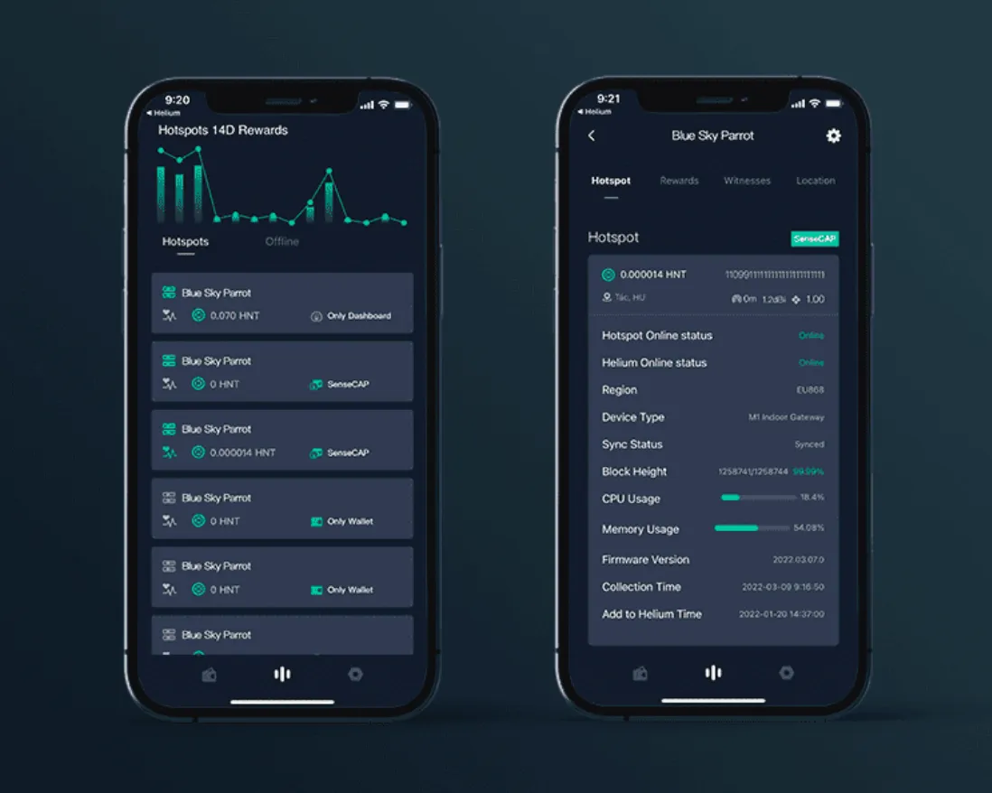 Sensecap's interface for configuring a hotspot